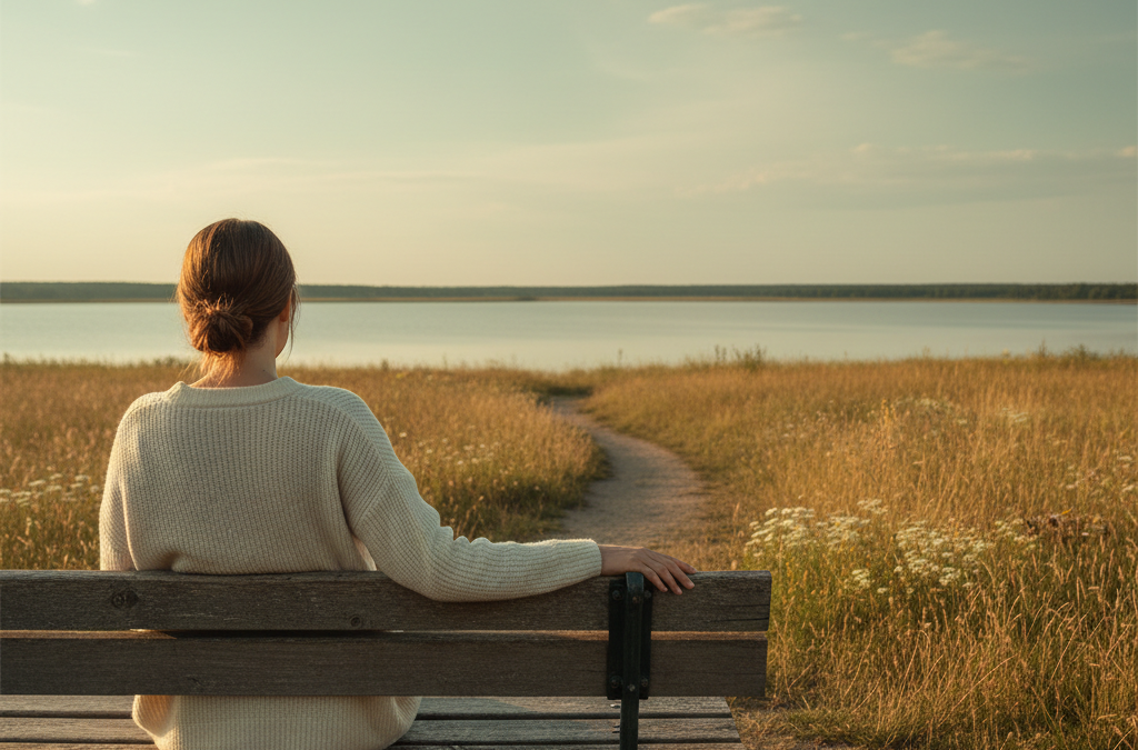 Woman sitting outdoors in quiet reflection representing family estrangement and finding your own path
