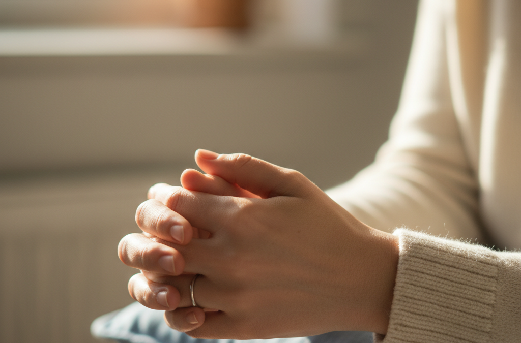 Woman's hands resting quietly representing small t trauma and the wounds that are hard to name